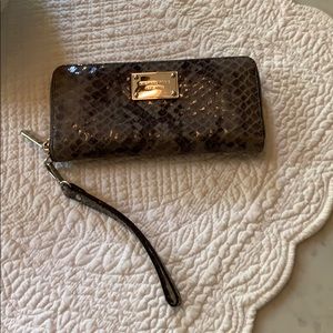 Michael Kors Snakeskin zip around Wallet/Wristlet